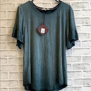 Knox Rose Ruffled Sleeve T-Shirt Teal